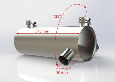 Bottom-outlet muffler dimensions