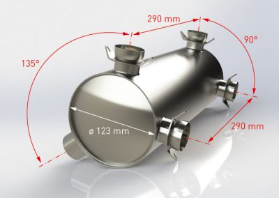 Bottom-outlet muffler dimensions