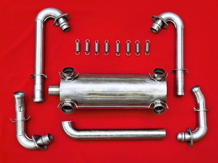 Ready to mount exhaust set: Side-outlet muffler